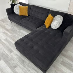 Sectional Couch From City Furniture Black Microfiber CHAISE LEFT - FREE DELIVERY