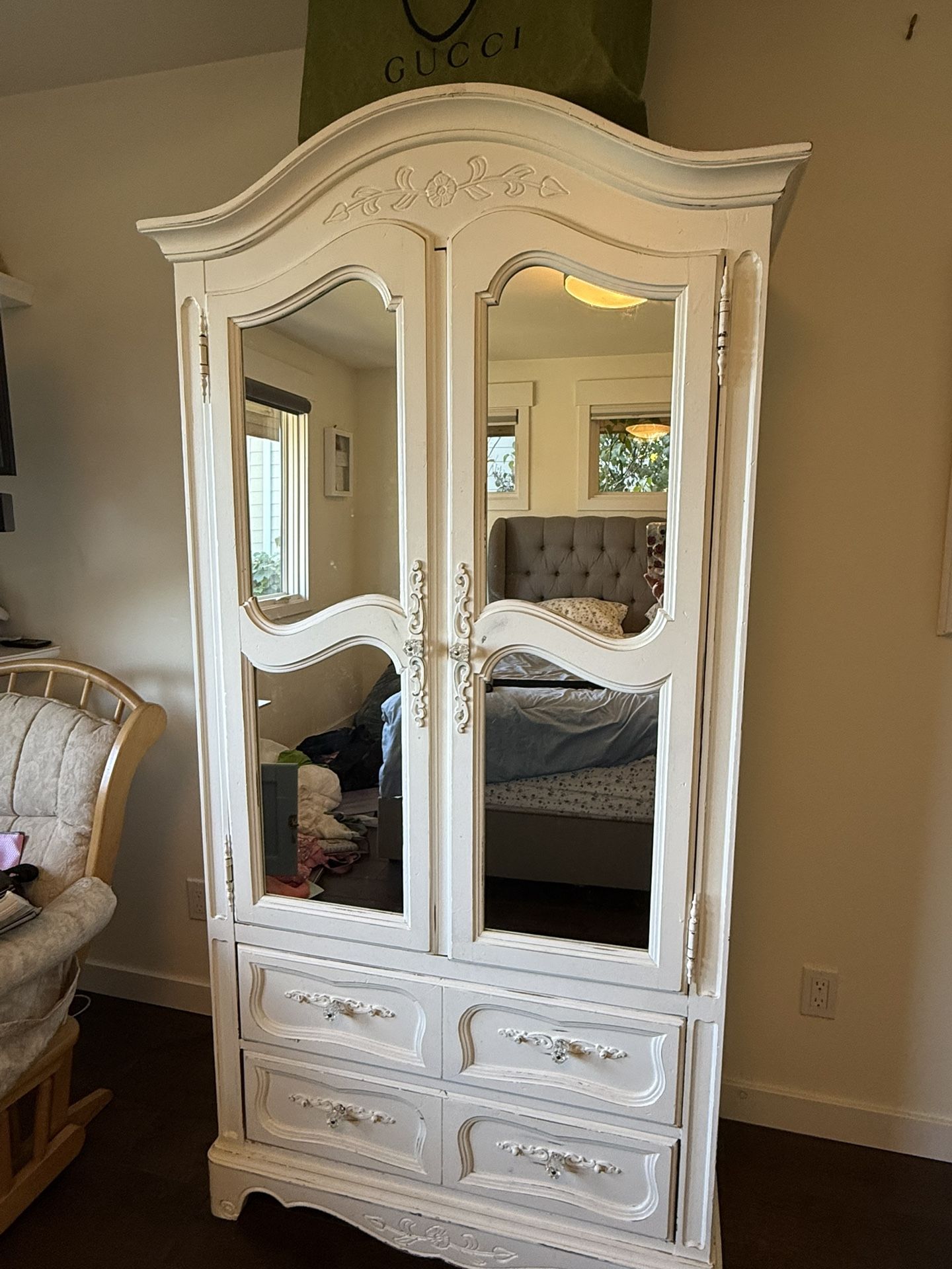 Antique Mirrored Armoire – French Provincial Style