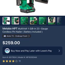 🔩 Metabo HPT 23-Gauge Cordless Pin Nailer Kit – BRAND NEW! 🔩