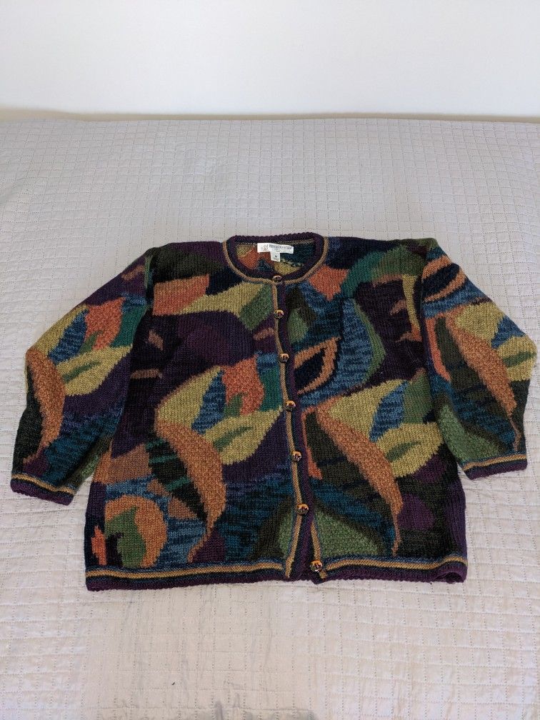 Vintage PERUVIAN PERFECTION alpaca cardigan Sweater Size M