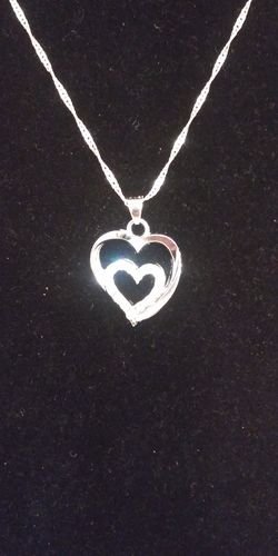 Sterling silver CZ heart pendant with necklace