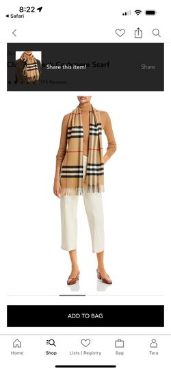 Burberry classic checkered cashmere scarf shall