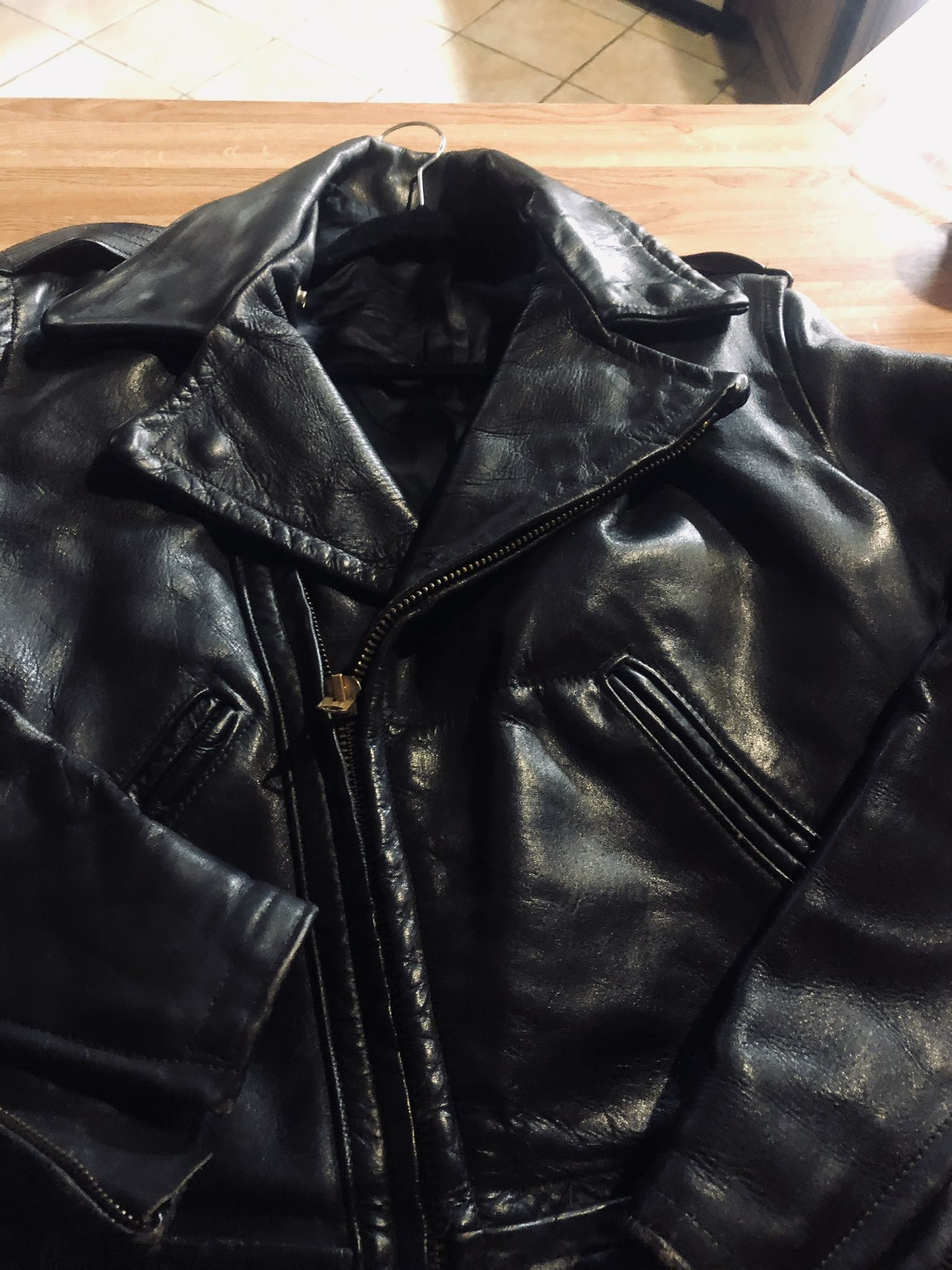 Vintage black horsehide leather jacket