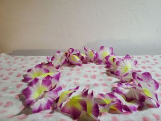 Purple, White, and Green Flower Lei