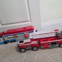Paw Patrol Ultimate Fire Truck + Paw Patroller Truck (Both Large Sets!)