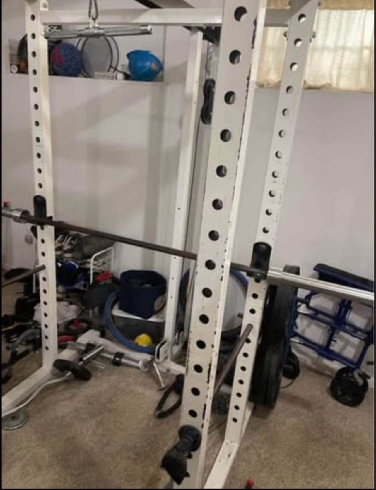 Power lifting weight rack with cable machine and weights