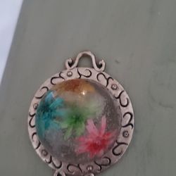 Real Flower Resin Poured Pendant 