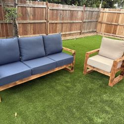 Outdoor Sofa/Bench and Chair w/cushions