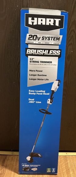 Hart 20-Volt 13-inch Brushless String Trimmer with Bump Feed Head (1) 4.0 Ah Lithium-Ion Battery