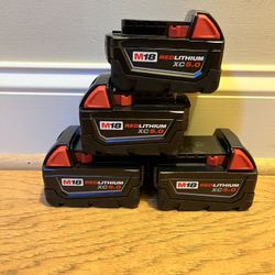 Milwaukee M18 18-Volt 5.0 Ah XC Extended Capacity Batteries (4 Batteries) -New-