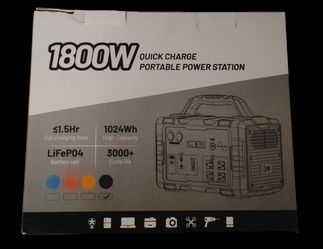 Portable Power Station 1800W (3600W Surge), 1024Wh LiFePO4 Solar Generator, 1.5H Fast Charging Home Battery Backup with 4 AC Outlets, Emergency Power 