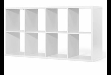 CAPHAUS Sturdy Room 13-Inch Cube Storage Organizer Shelf, with Extra Thick Exterior Edge, Open Storage Shelf Divider, Bookcase,8-Cube Color- White B