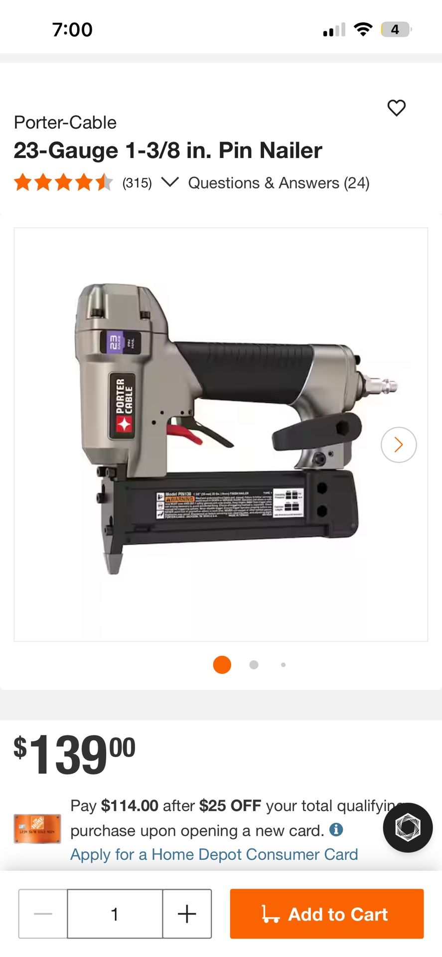 porter cable air brad nail guns