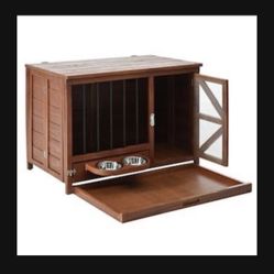 Wood Dog Crate Furniture Foldable Indoor Kennel for Small Medium Dogs Portable Pet Cage 
