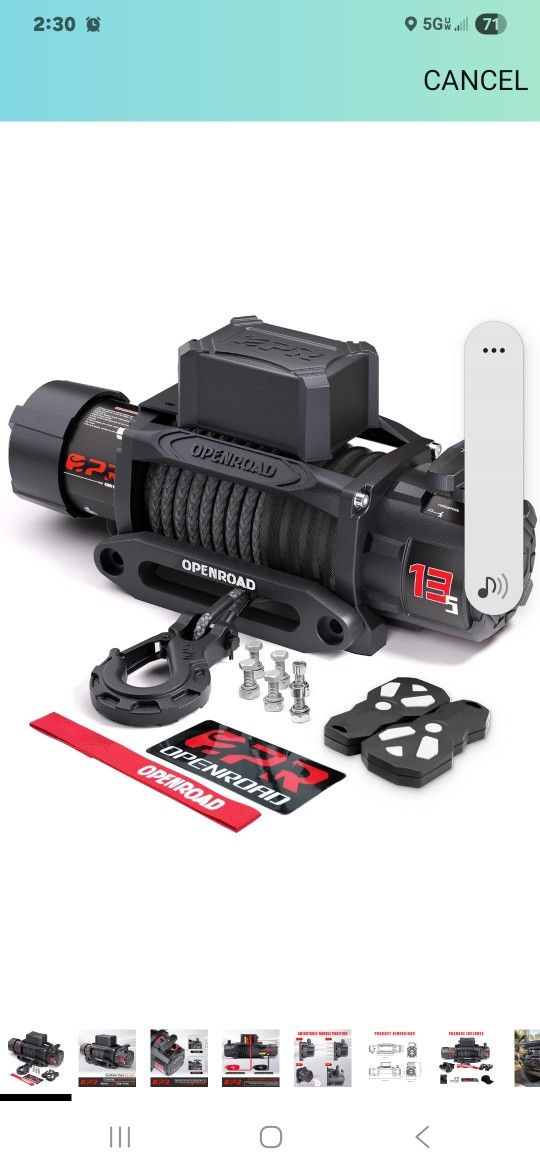 OPENROAD 13500 lb Recovery Winch with Synthetic Rope and 2 Wireless Remotes - IP68 Waterproof 12V Electric Winch for Jeep, SUV, Truck & Trailer - Pant