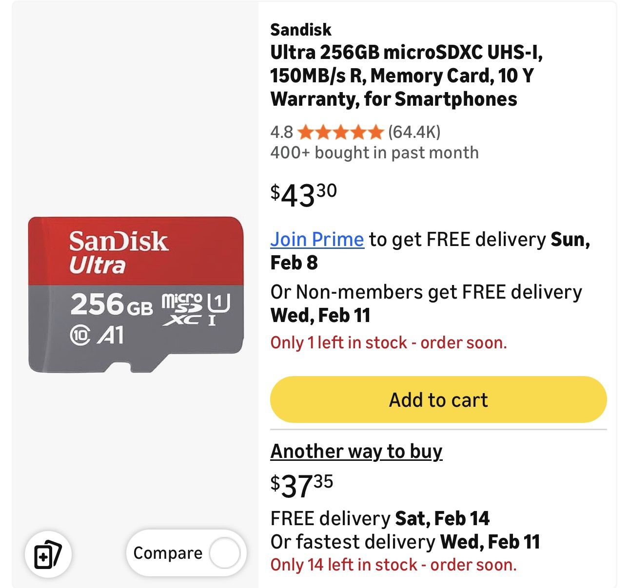 SanDisk Ultra Micro SD Memory Card 256GB Nintendo Camera