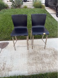 Modern Black Counter Height Bar Stools – Set of 2 – Metal Frame