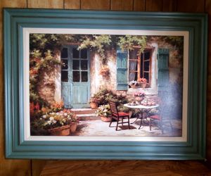 Lithograph In Teal Frame