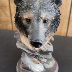 Southwestern Reflections Collection Polystone Black Bear Head on Base 6" Resin Figure