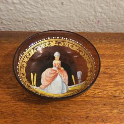SALVIATI & C MURANO Hand-painted Amethyst VENETIAN Glass Trinket Dish Bowl  Mid-century 