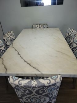 Marble Dining Table & 6 Chairs $750