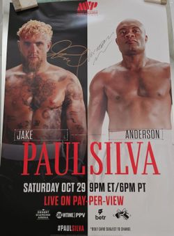 Anderson Silva Autographed UFC Poster Jake Paul Fight Night Autograph 1 Of 1