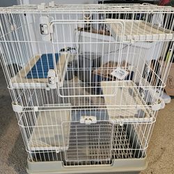 Small Animal Enclosure, Includes Feeder And Some Bedding