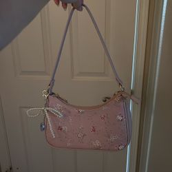 Pink Flower Purse With Free Charm