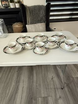Vintage Gibson Designs Black Satin Tea/Coffee Set