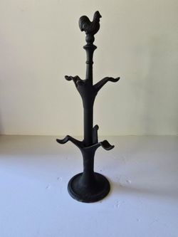 black cast iron rooster mug tree rack