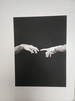 Creation Of Adam by Michelangelo Black and White Canvas Art