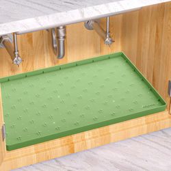 Sdpeia Under Sink Mat for [25”x19”]Cabinet, Upgraded Silicone Waterproof Mat Kitchen Cabinet Liner Cabinet Protector Kitchen Organizers and Storage