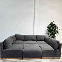  Henredon Murphy Fabric Modular Sectional with Ottoman