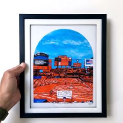 MET'S CITI FIELD ENVELOPE 8.5X11" FRAMED PRINT