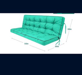 Three Seat Porch Swing Cushion, Waterproof Replacement Cushions with Backrest, Outdoor Garden Patio Furniture, 4 Inch Thick Cushions with Ties (Khaki,