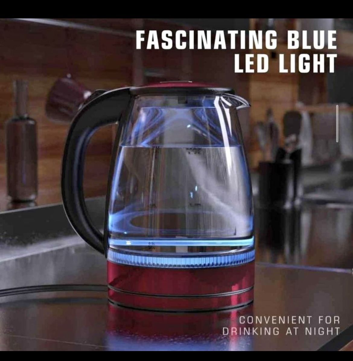 HadinEEon Electric Kettle, 1.7L Glass Boiler Electric Tea Kettle with