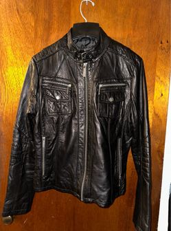 Michael Kors Womens Black Genuine Leather Moto Biker Jacket Size L