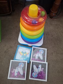 Baby Stacking Ring Toy and Unicorn Sloth Glitter Frames