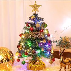 Mini Christmas Tree with Lights 20in Small Christmas Tree Artificial Tabletop DIY Xmas Decor Little Holiday Decoration for Home,Office,Wedding,Shower