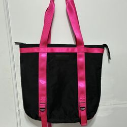 DANSKIN convertible tote bag in black with pink straps yoga bag NWOT