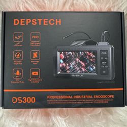 DEPSTECH Dual Lens Industrial Endoscope 16.5FT Semi-Rigid Cable w/ 32gb Card 