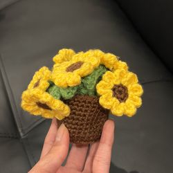 Handmade crochet flower coaster pot