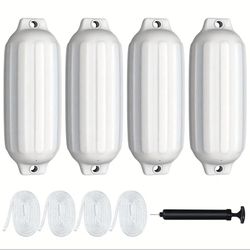 Pack of 4 27" Boat Fenders Marine Bumper Hand Inflatable White