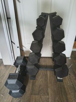 5-30lb dumbells with rack