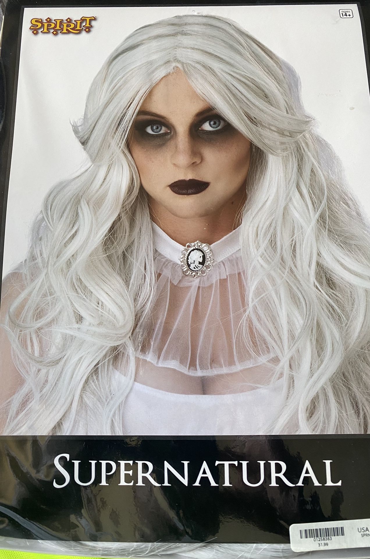 Spirit Halloween Supernatural Ghost Bride Zombie Costume Wig Long White Gray