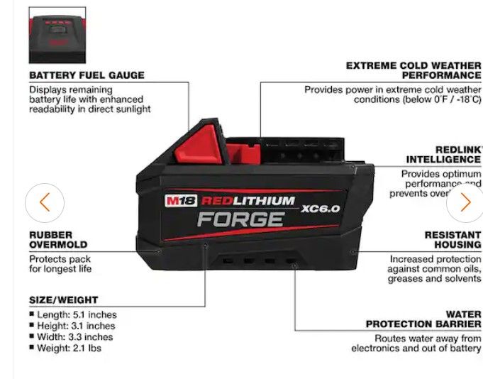 Milwaukee 18 Volt 6.0 Forge High Output Battery
