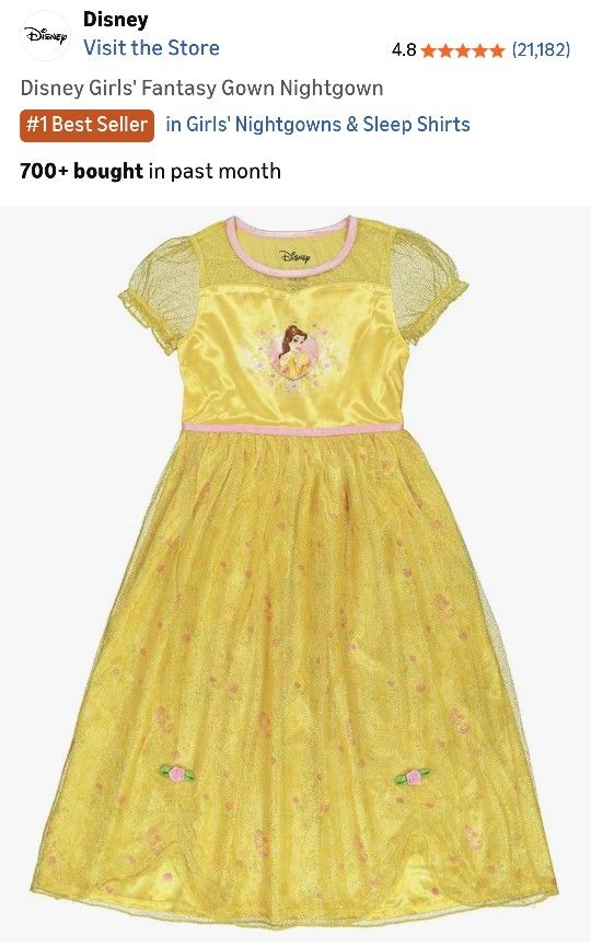 Disney Girls' Fantasy Gown Nightgown Bell
