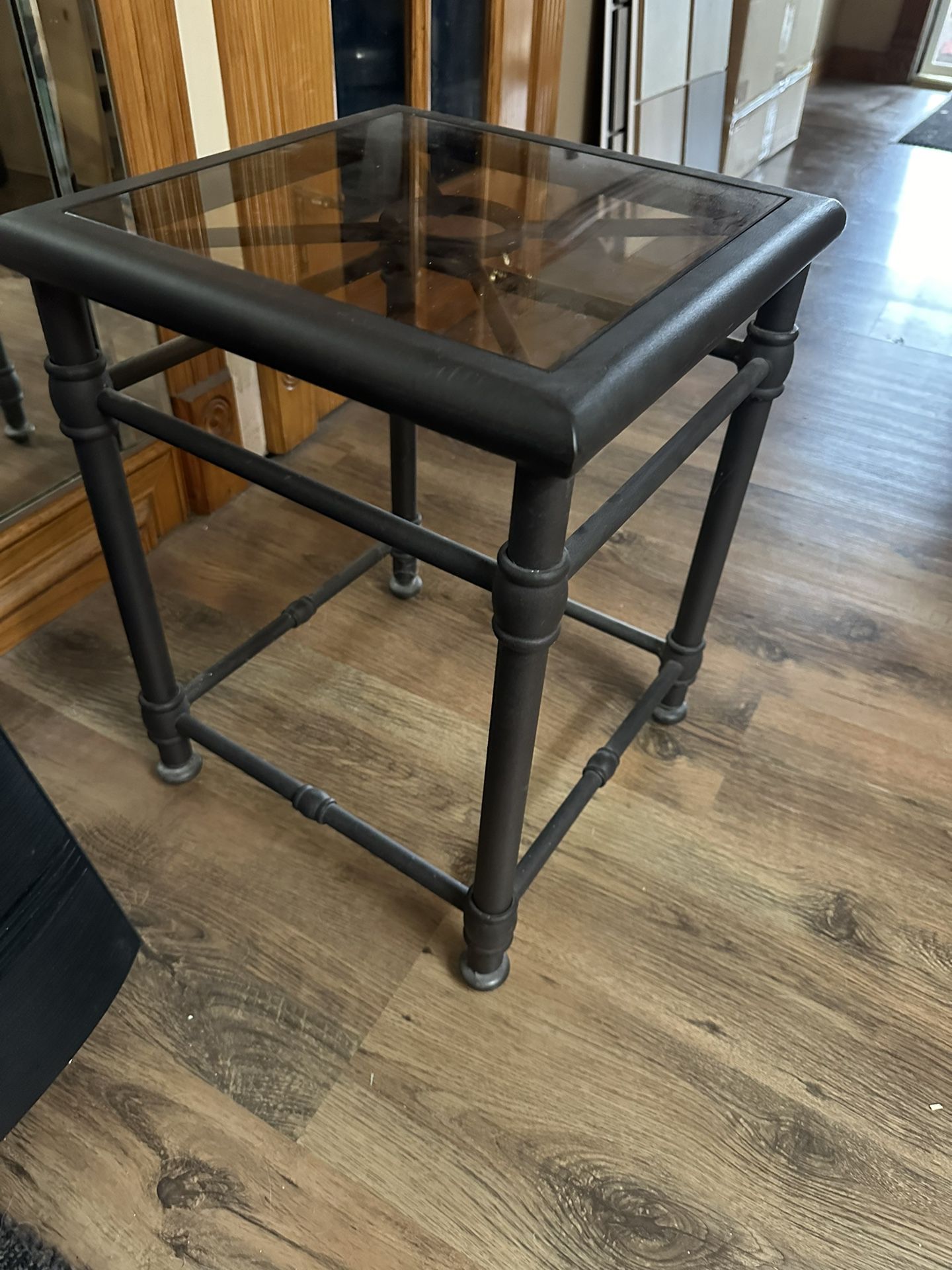Small Metal Antique Glass Table 