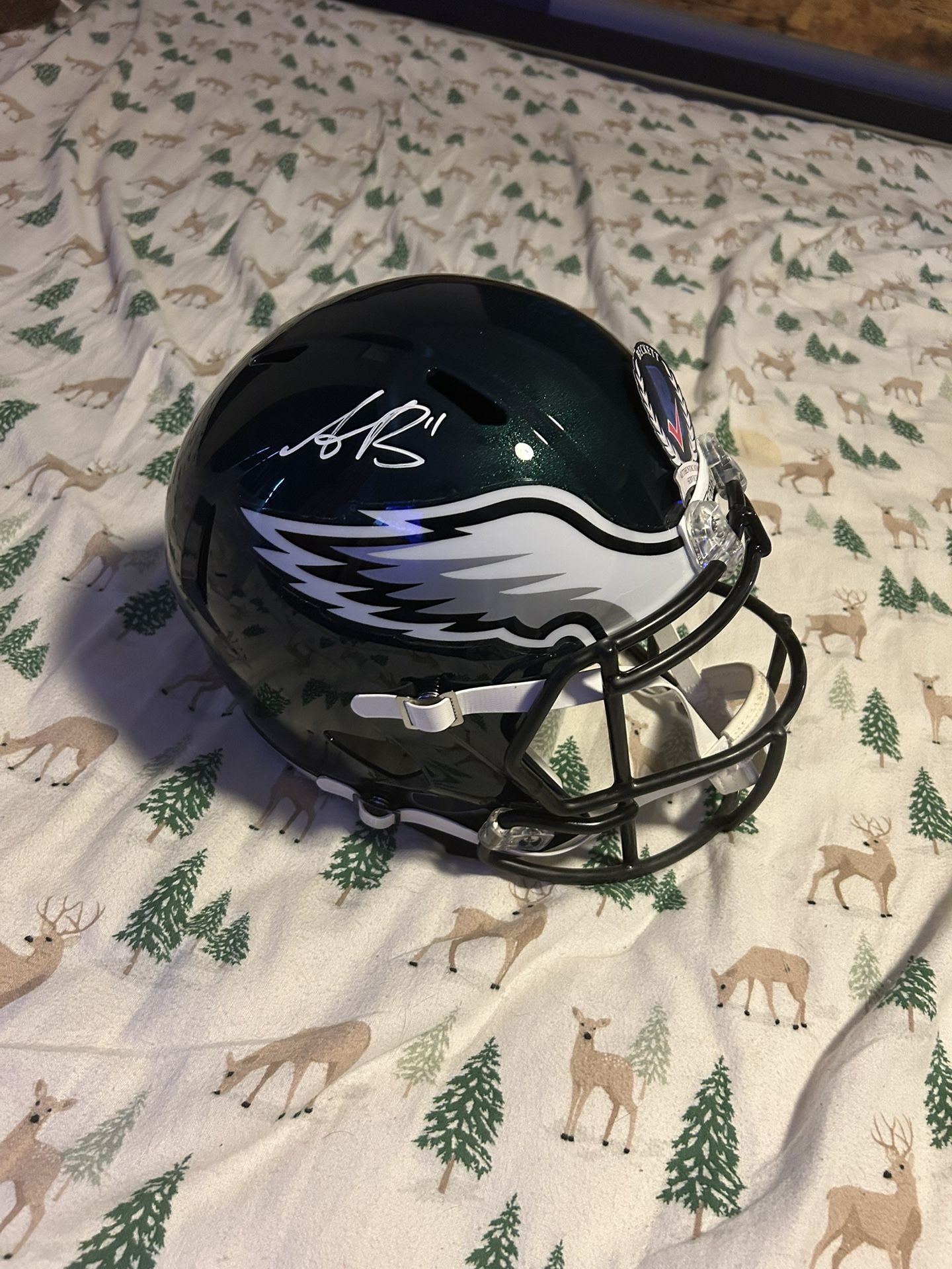 AJ Brown Signed Replica Helmet