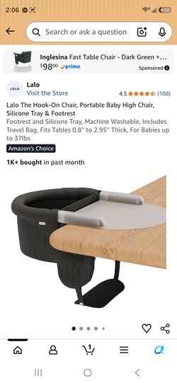 Brand New In Box Lalo Portable Hook On Chair With Foot Rest and Silicone Tray